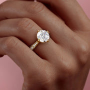  The Rebecca Round Moissanite Ring 18k Yellow Gold 005 Final