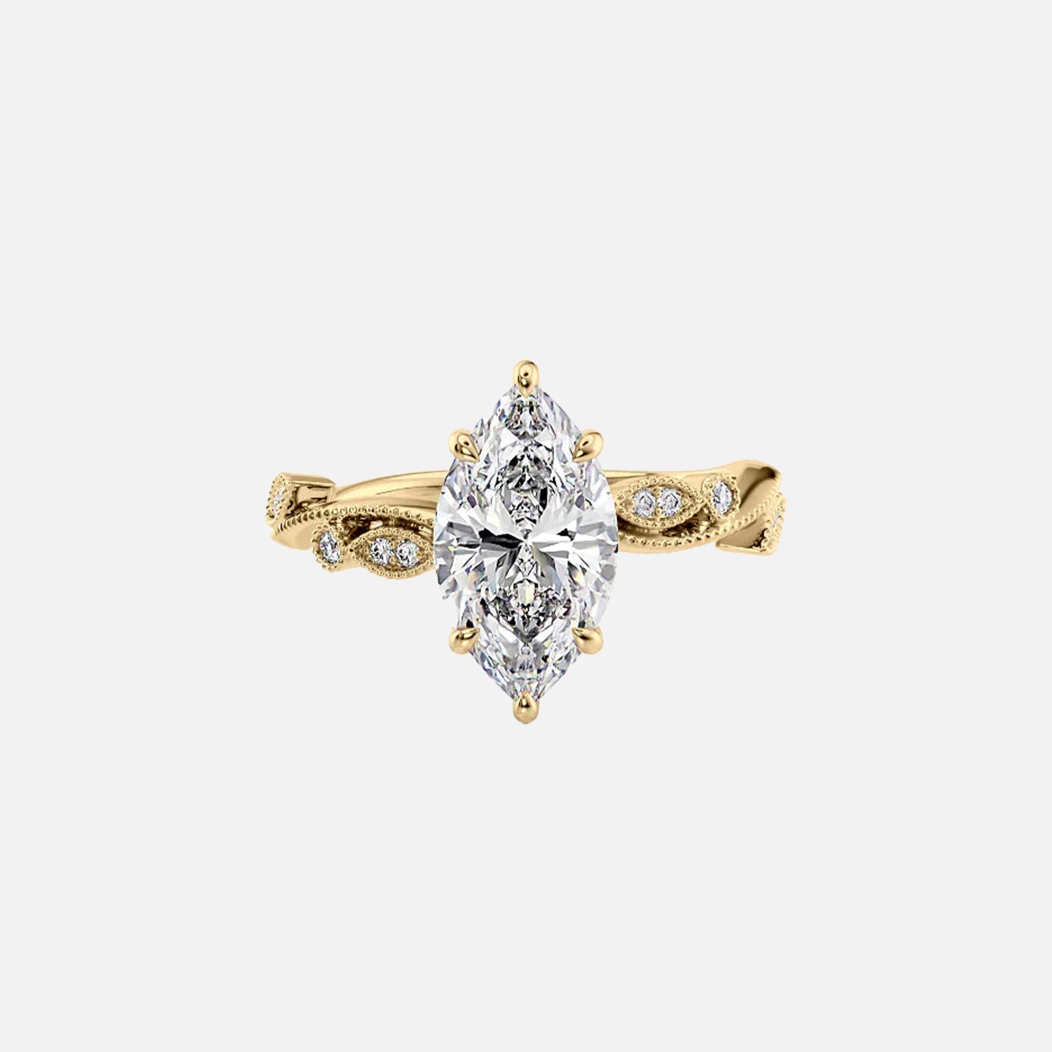 The Robin Marquise Moissanite Ring 14k Yellow Gold 001