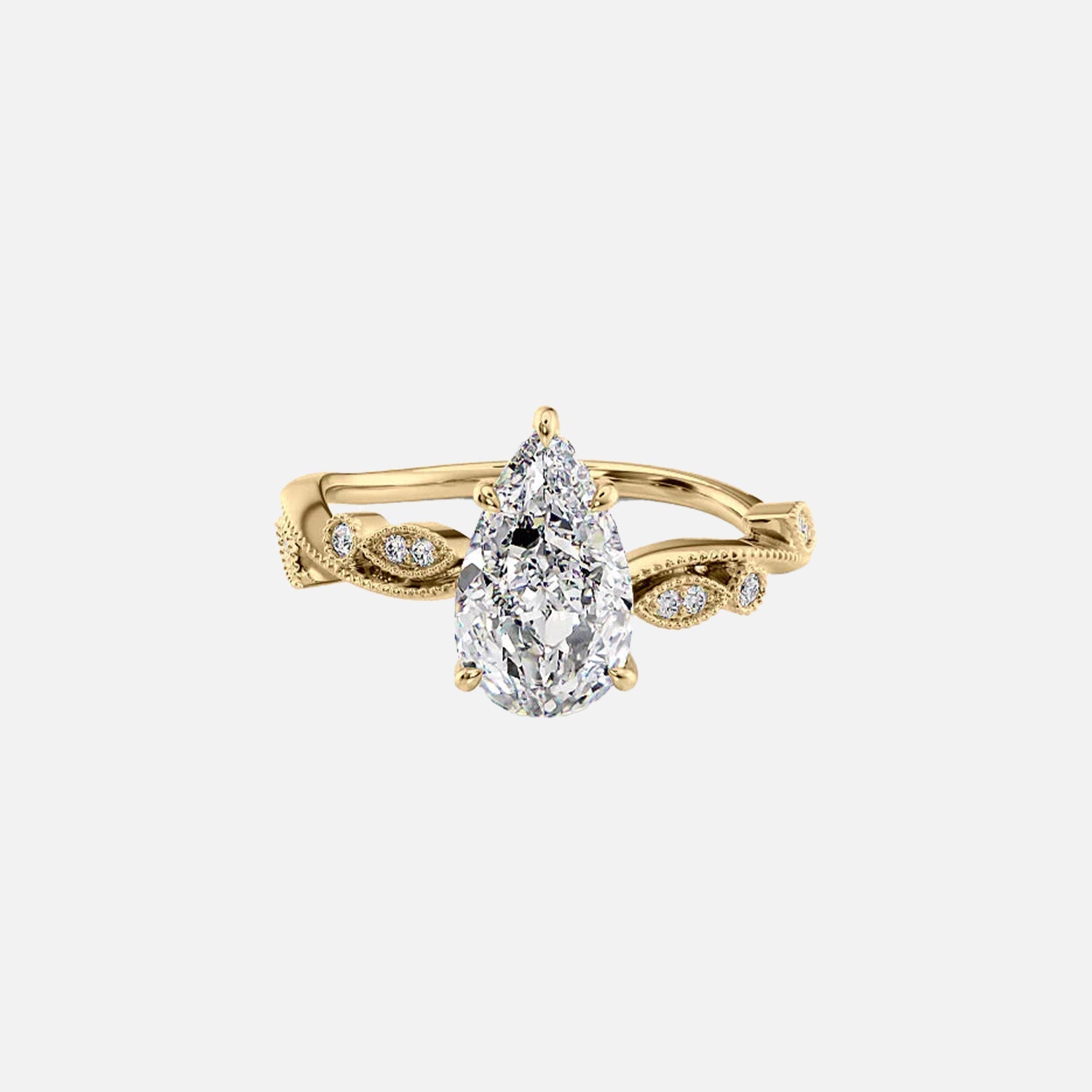 The Robin Pear Moissanite Ring 14k Yellow Gold 001