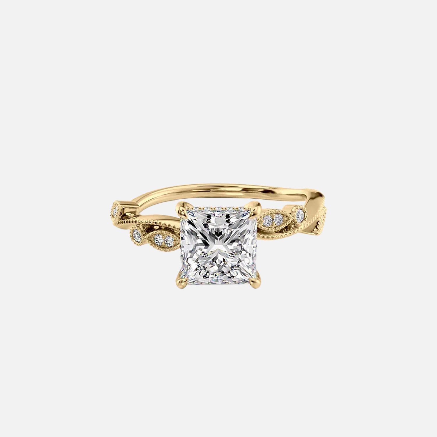 The Robin Princess Moissanite Ring 14k Yellow Gold 001