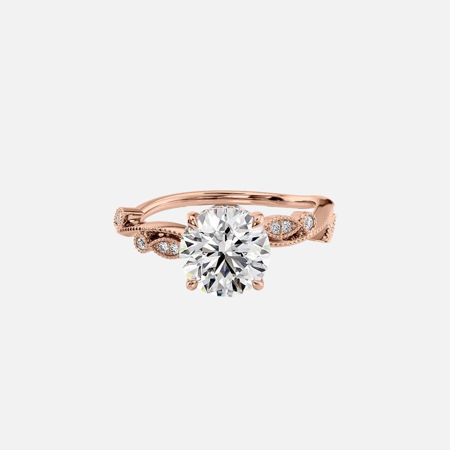  The Robin Round Moissanite Ring 14k Rose Gold 001