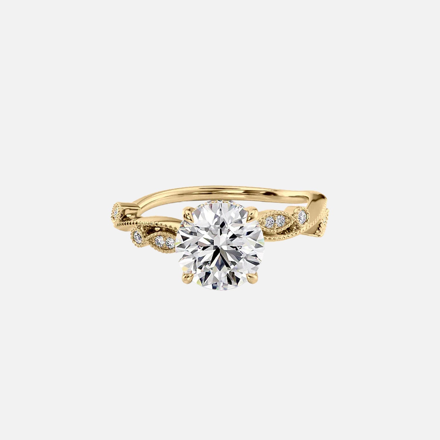 The Robin Round Moissanite Ring 14k Yellow Gold 001