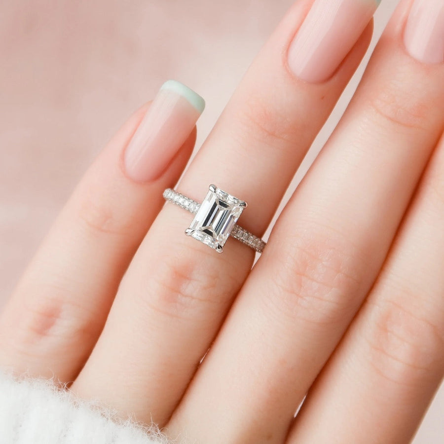 The Rosie Emerald Pave Moissanite Ring - KNT - Engagement Rings, Wedding Bands & Fine Jewelry