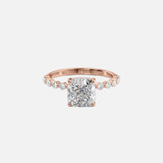  The Round Khloe Cushion Lab Diamond Ring 14k Rose Gold 001