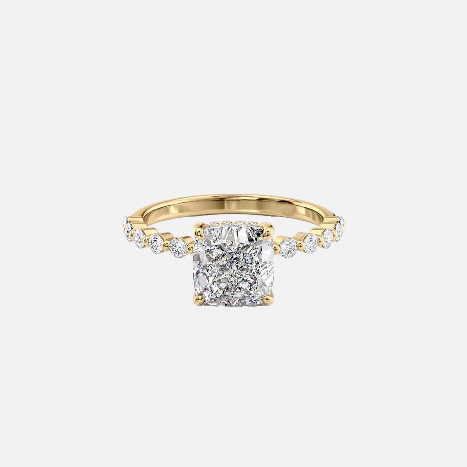 The Round Khloe Cushion Lab Diamond Ring 14k Yellow Gold 001