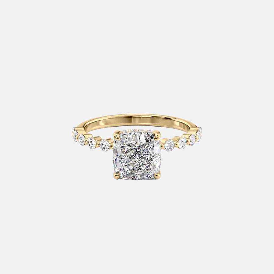 The Round Khloe Cushion Lab Diamond Ring 14k Yellow Gold 001