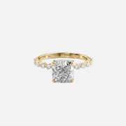  The Round Khloe Cushion Lab Diamond Ring 18k Yellow Gold 001