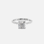  The Round Khloe Cushion Moissanite Ring 14k White Gold 001
