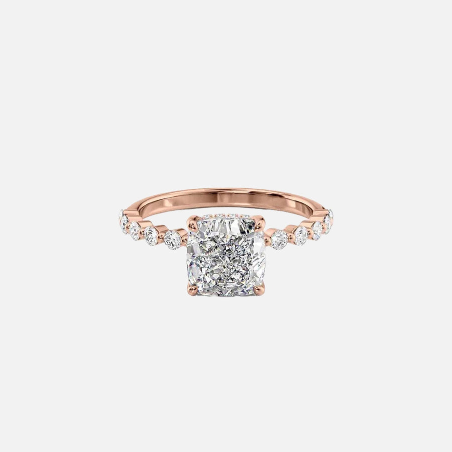  The Round Khloe Cushion Moissanite Ring 18k Rose Gold 001