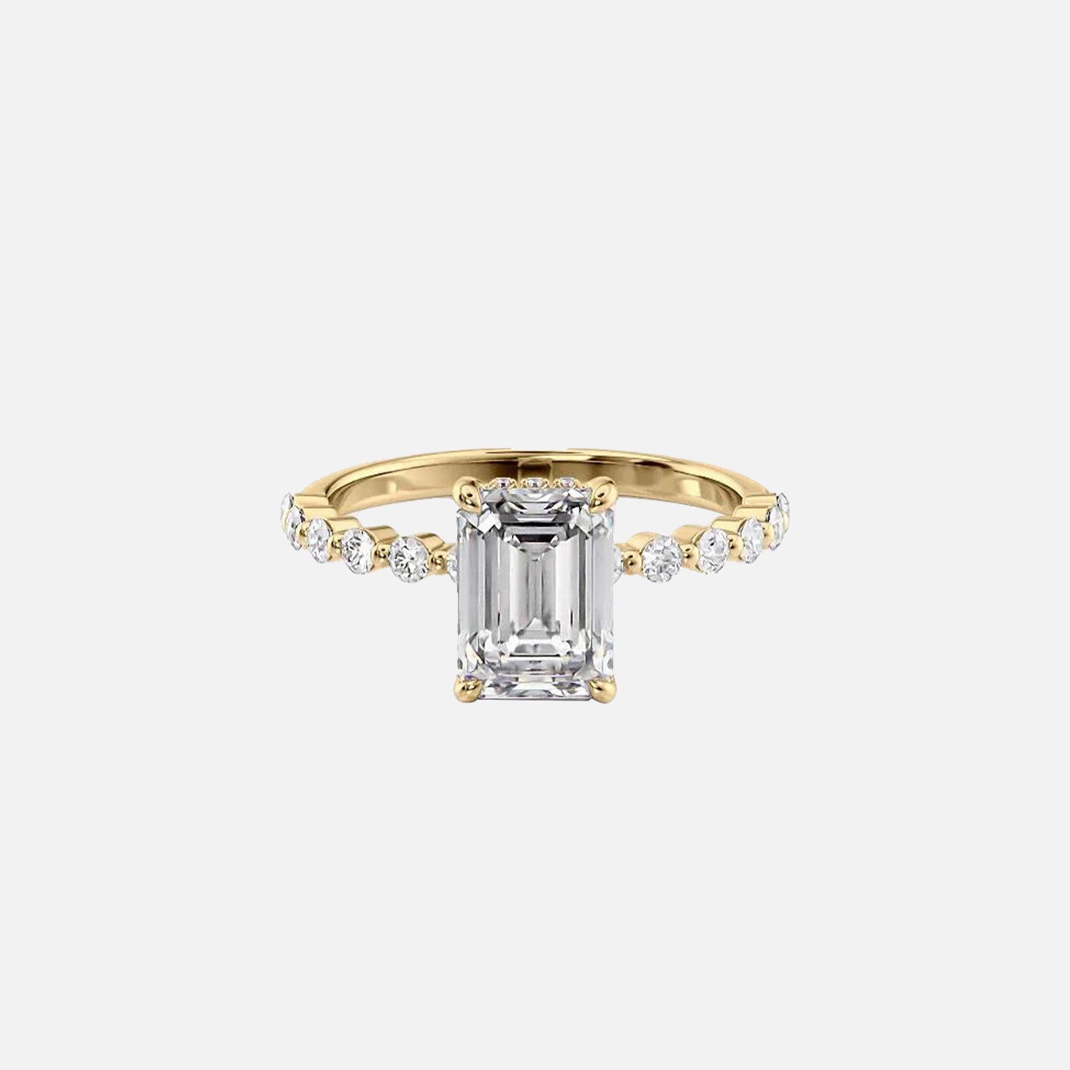 The Round Khloe Emerald Lab Diamond Ring 14k Yellow Gold 001