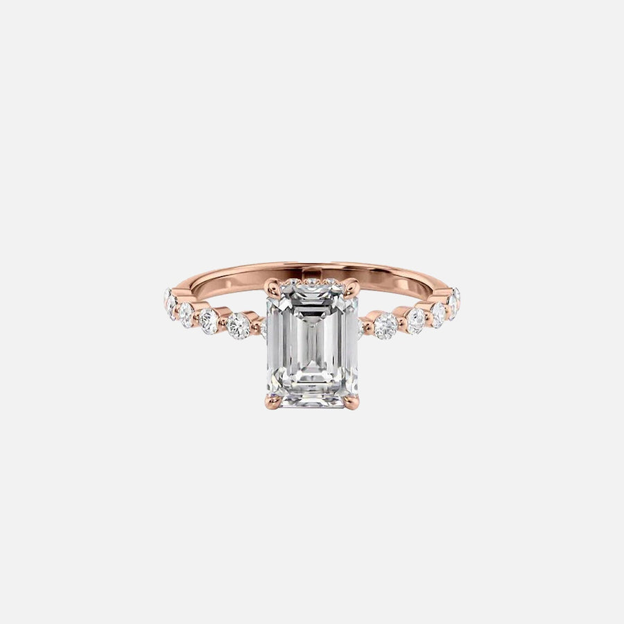  The Round Khloe Emerald Lab Diamond Ring 18k Rose Gold 001