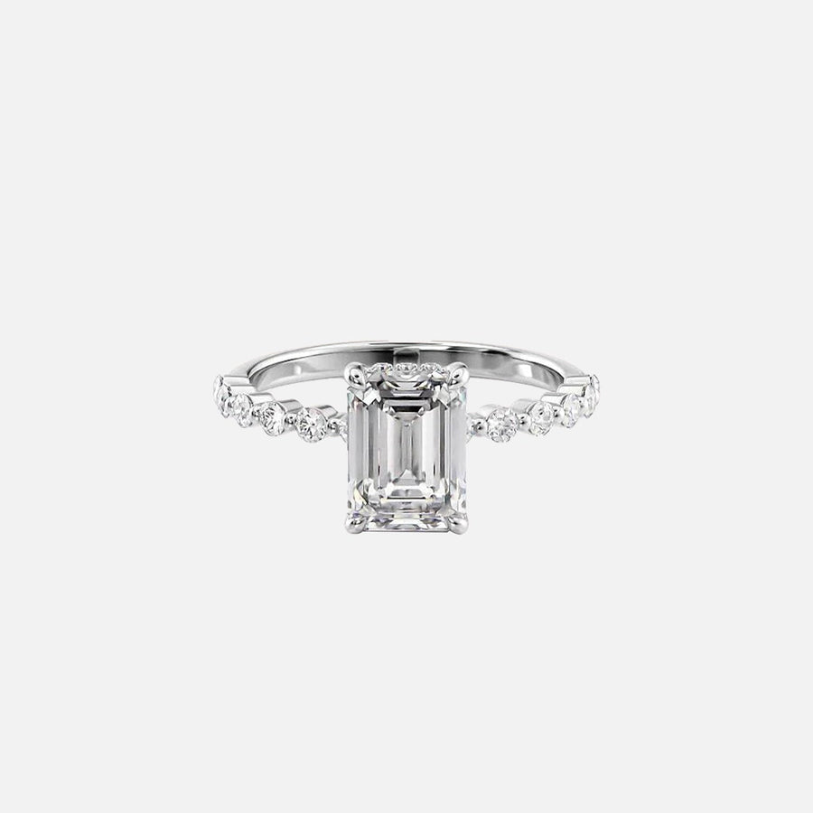  The Round Khloe Emerald Lab Diamond Ring 18k White Gold 001