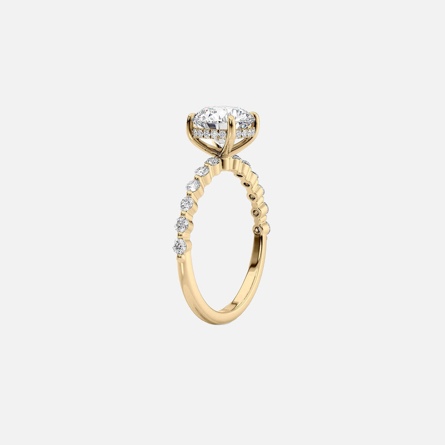  The Round Khloe Emerald Lab Diamond Ring 18k Yellow Gold 002
