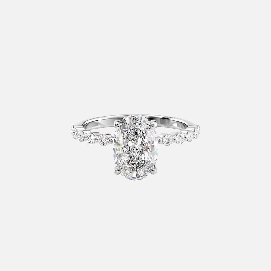  The Round Khloe Oval Lab Diamond Ring 14k White Gold 001