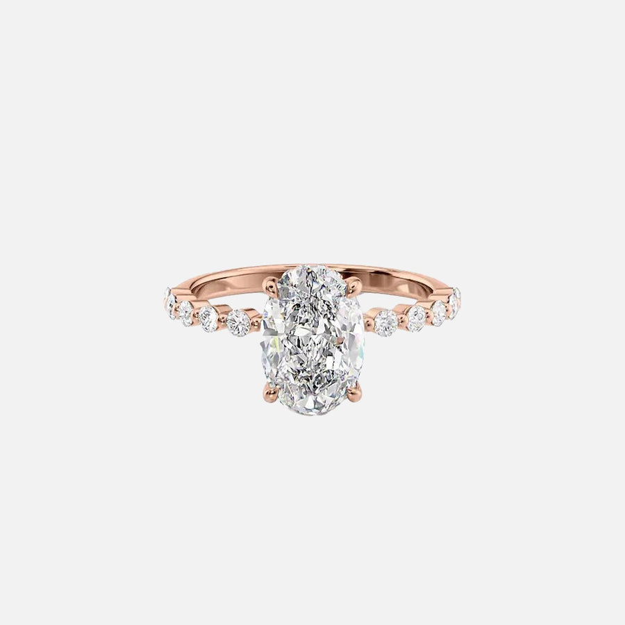  The Round Khloe Oval Lab Diamond Ring 18k Rose Gold 001