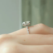 The Round Khloe Oval Moissanite Ring 14k White Gold 003