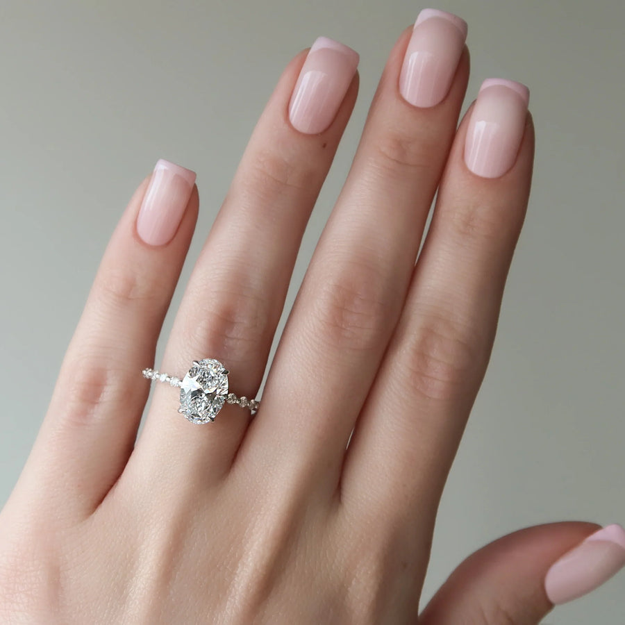 The Round Khloe Oval Moissanite Ring 14k White Gold 004 Final