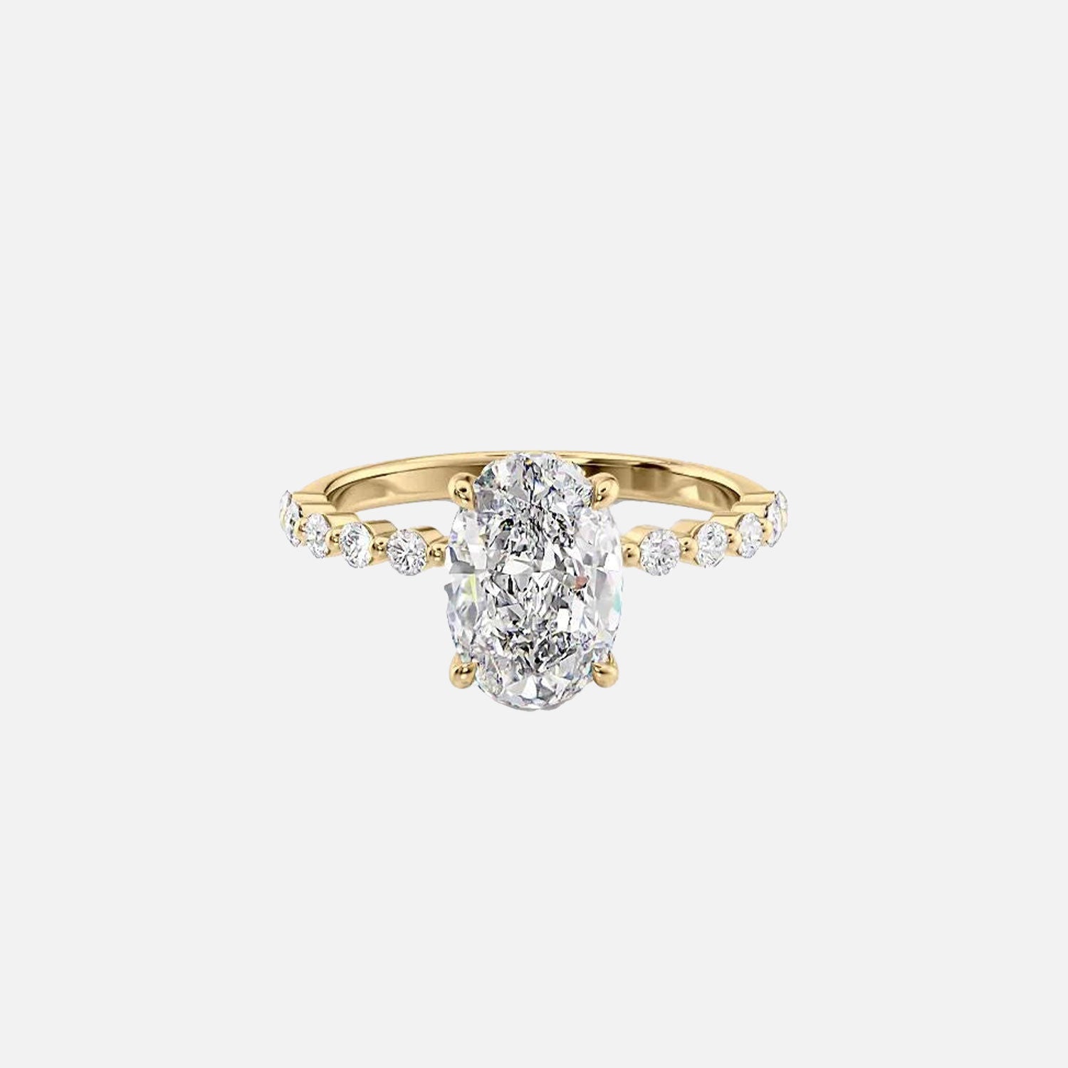 The Round Khloe Oval Moissanite Ring 14k Yellow Gold 001
