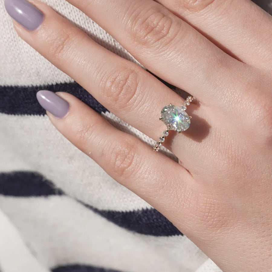  The Round Khloe Oval Moissanite Ring 14k Yellow Gold 004 Final