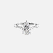  The Round Khloe Pear Moissanite Ring 14k White Gold 001