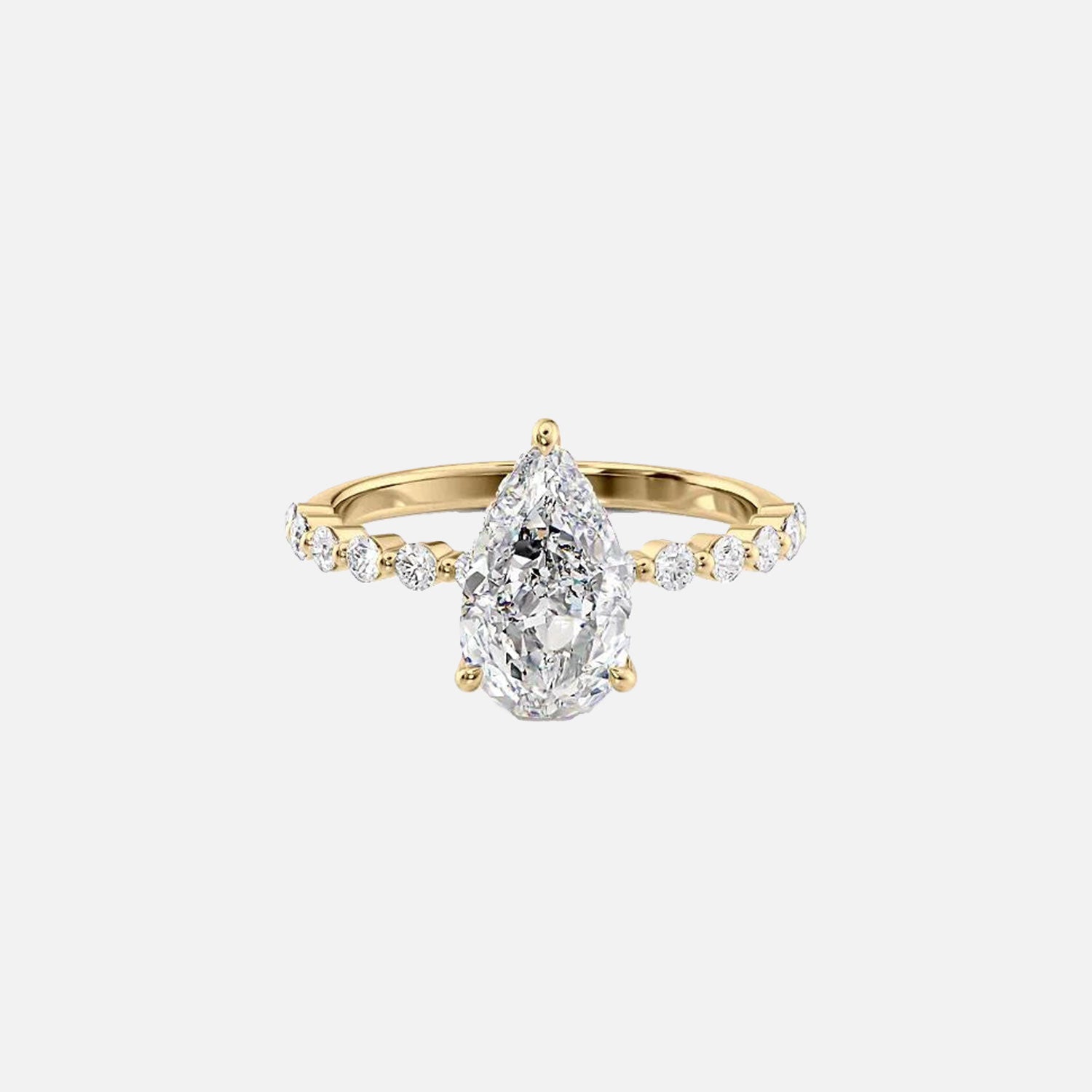 The Round Khloe Pear Moissanite Ring 14k Yellow Gold 001