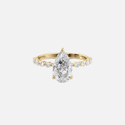 The Round Khloe Pear Moissanite Ring 14k Yellow Gold 001
