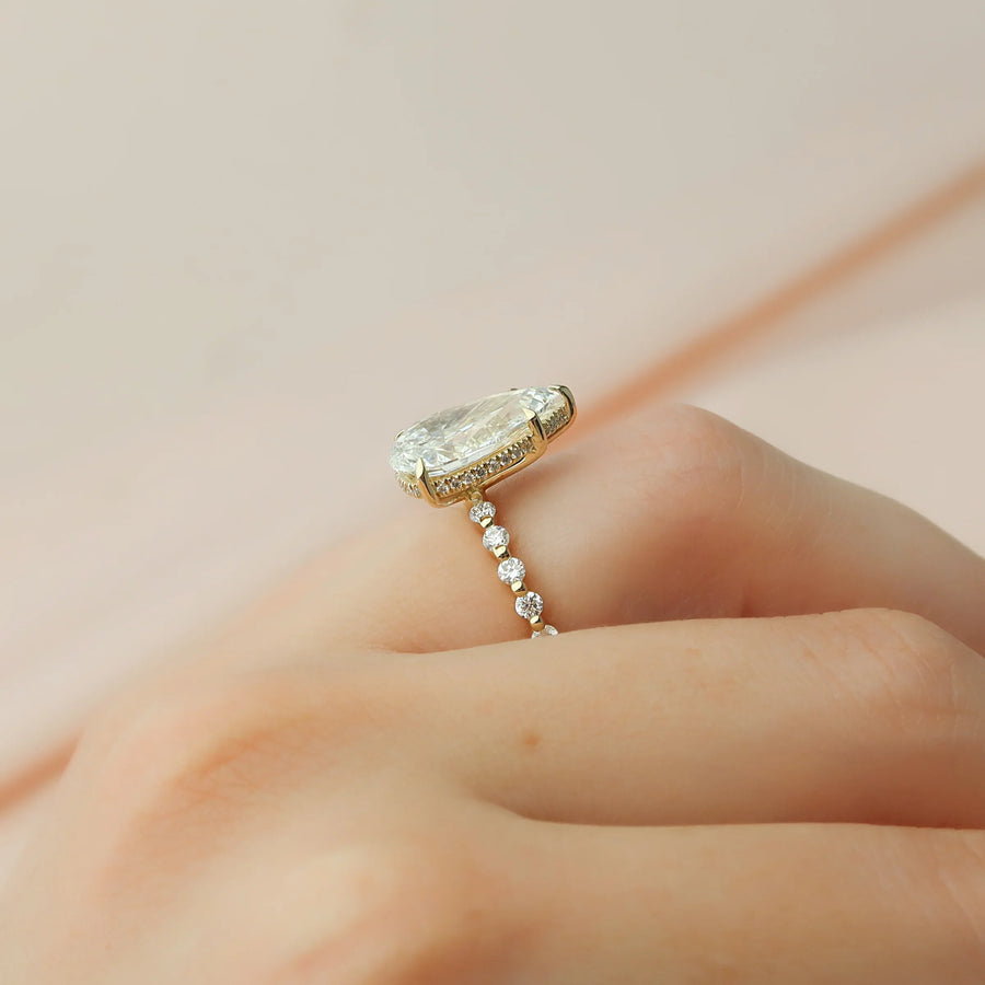  The Round Khloe Pear Moissanite Ring 14k Yellow Gold 003