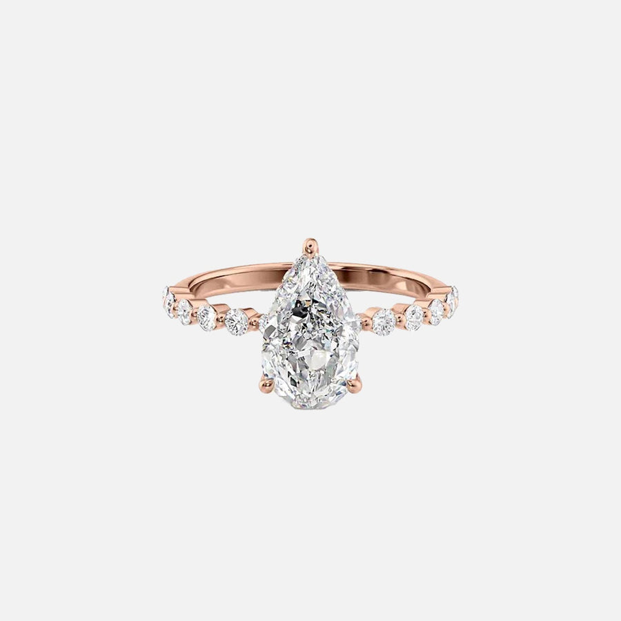  The Round Khloe Pear Moissanite Ring 18k Rose Gold 001