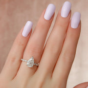 The Round Khloe Pear Moissanite Ring 18k White Gold 003