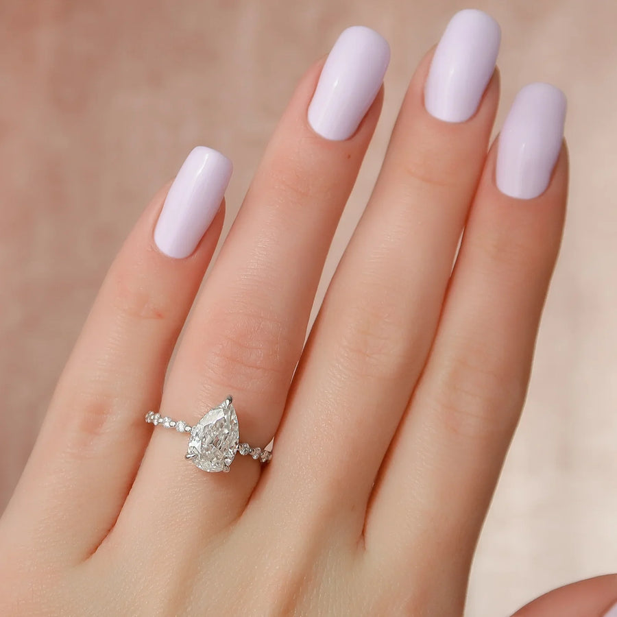  The Round Khloe Pear Moissanite Ring 18k White Gold 003