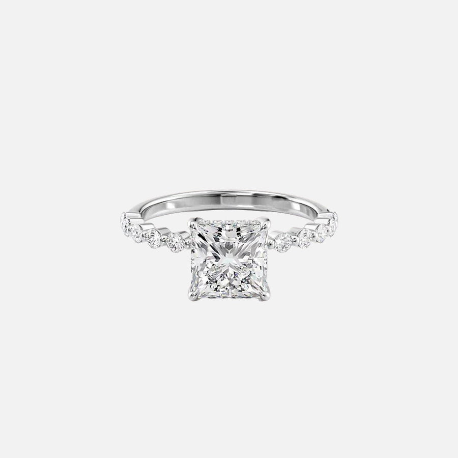 The Round Khloe Princess Lab Diamond Ring 14k White Gold 001