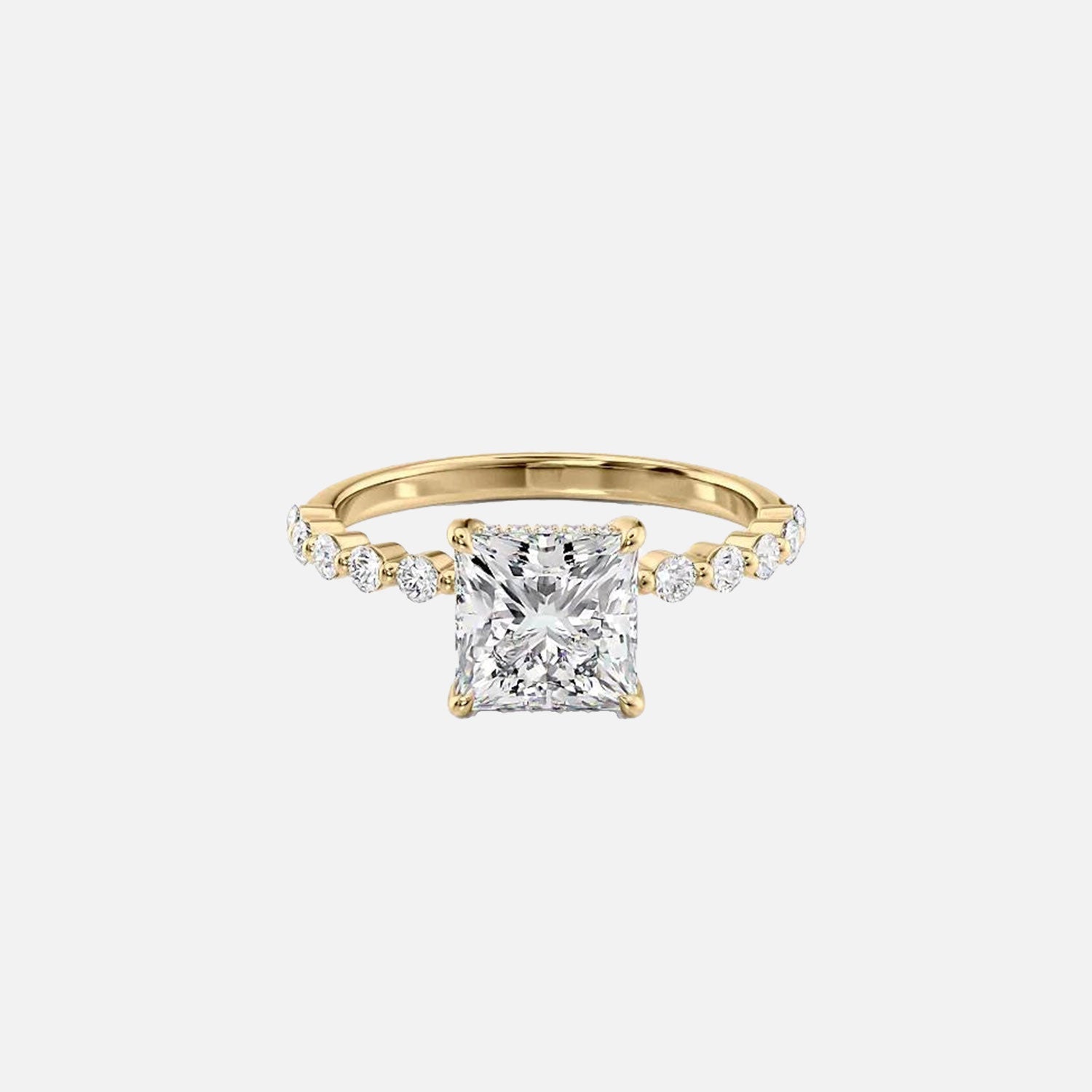 The Round Khloe Princess Lab Diamond Ring 14k Yellow Gold 001