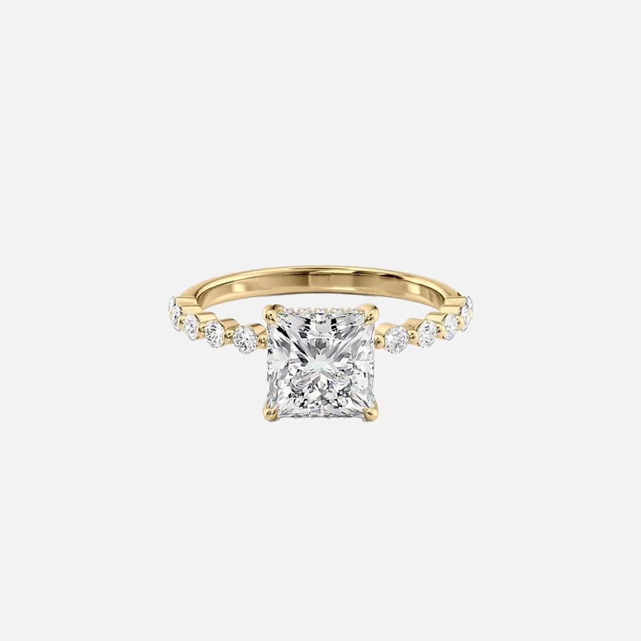  The Round Khloe Princess Lab Diamond Ring 18k Yellow Gold 001