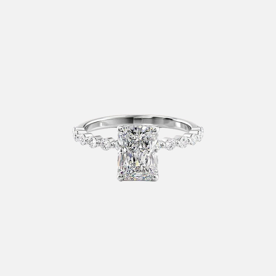  The Round Khloe Radiant Lab Diamond Ring 18k White Gold 001