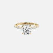 The Round Khloe Round Moissanite Ring 14k Yellow Gold 001