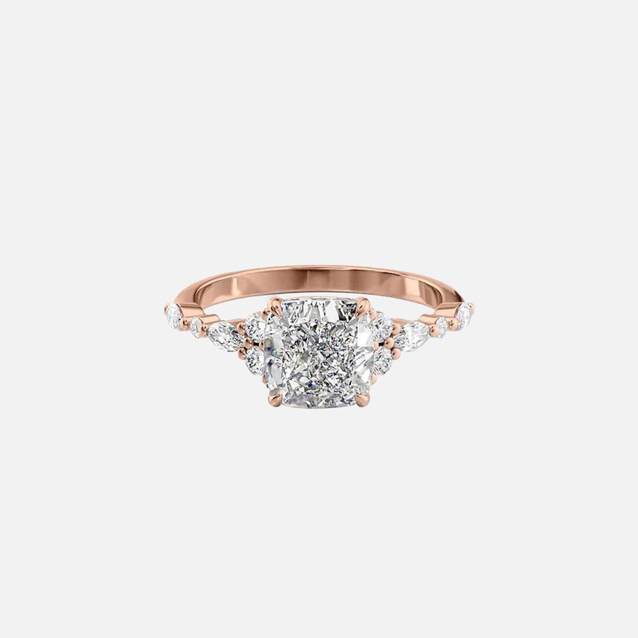  The Round Kristen Cushion Lab Diamond Ring 14k Rose Gold 001