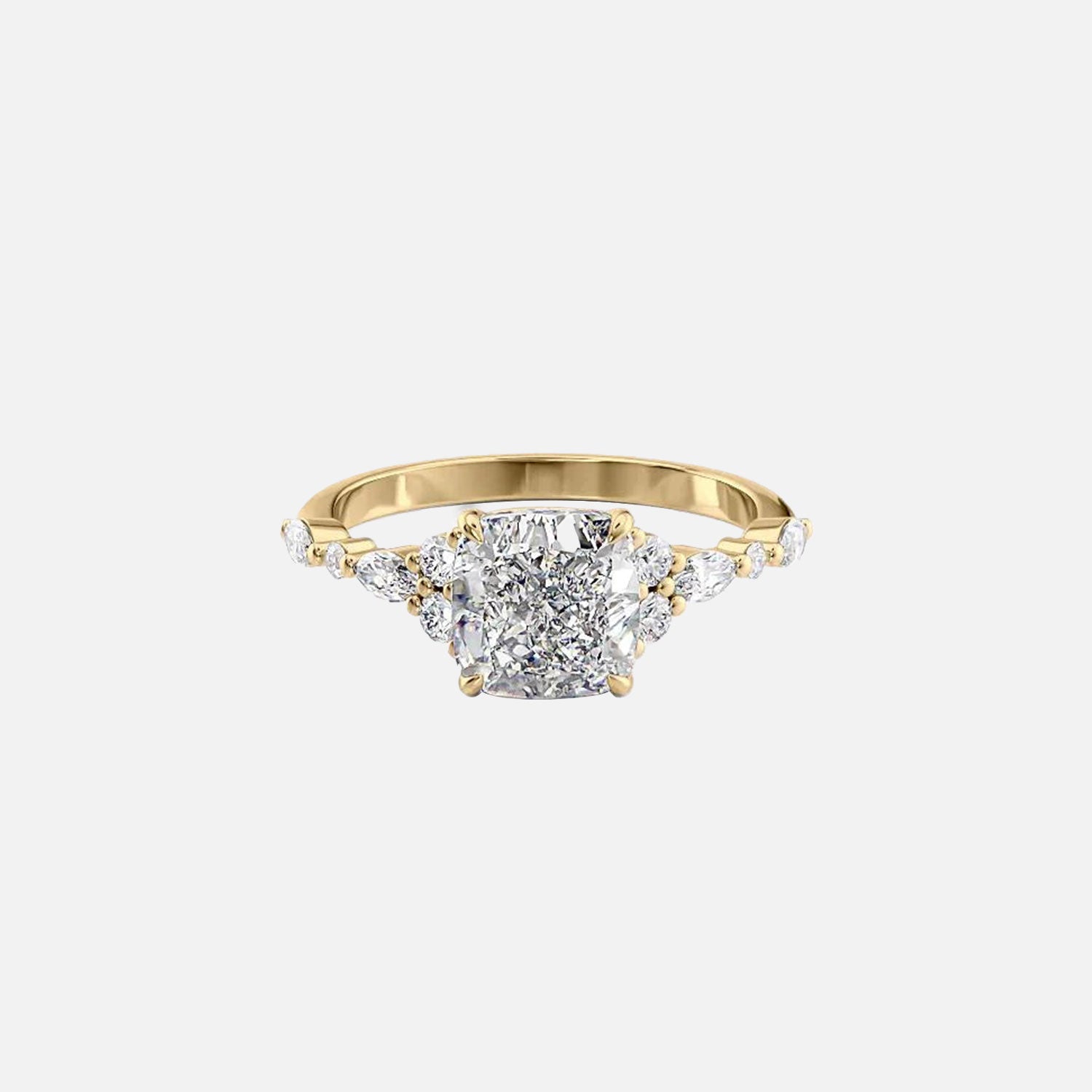 The Round Kristen Cushion Lab Diamond Ring 14k Yellow Gold 001