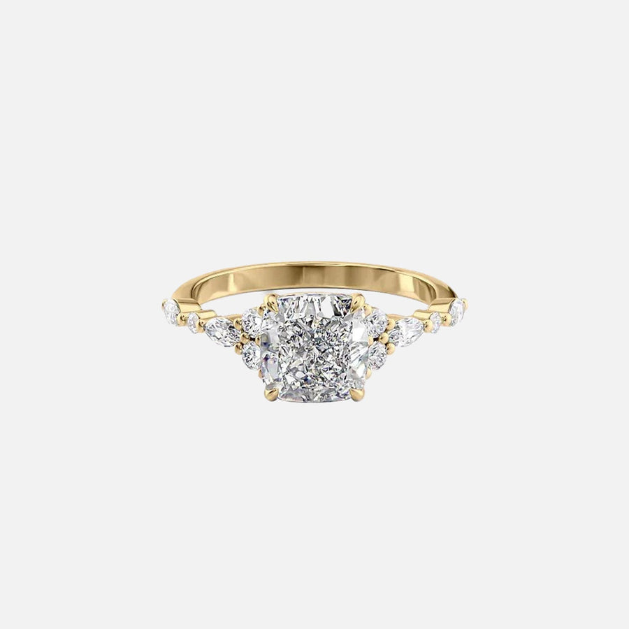 The Round Kristen Cushion Lab Diamond Ring 14k Yellow Gold 001