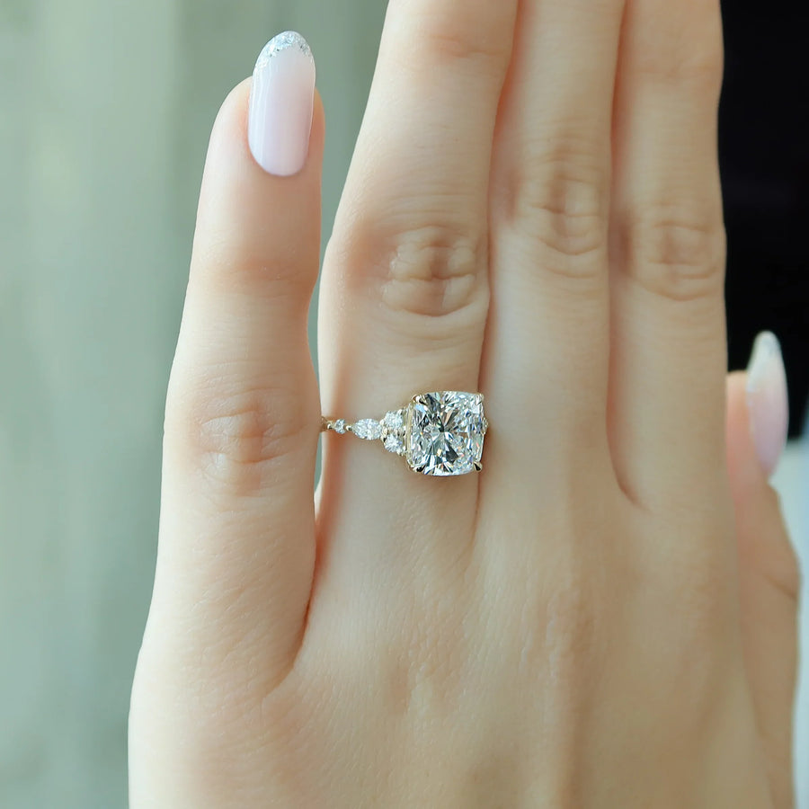  The Round Kristen Cushion Lab Diamond Ring 14k Yellow Gold 003