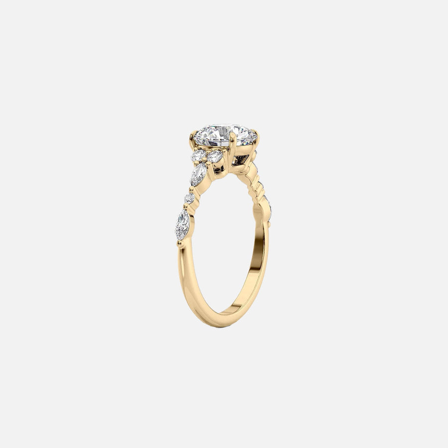  The Round Kristen Cushion Lab Diamond Ring 18k Yellow Gold 002