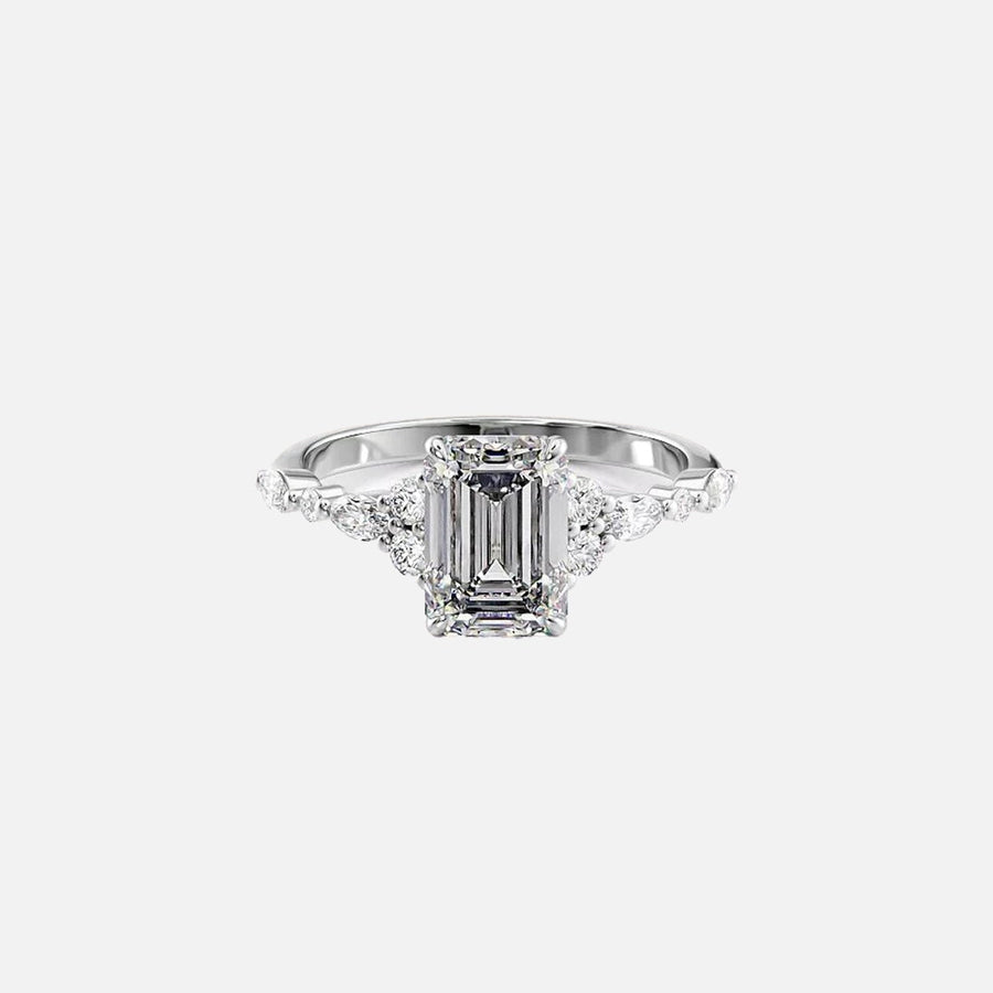  The Round Kristen Emerald Lab Diamond Ring 14k White Gold 001