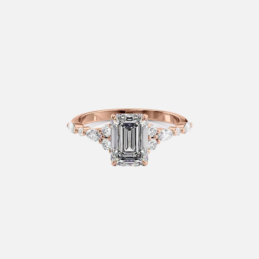  The Round Kristen Emerald Lab Diamond Ring 18k Rose Gold 001