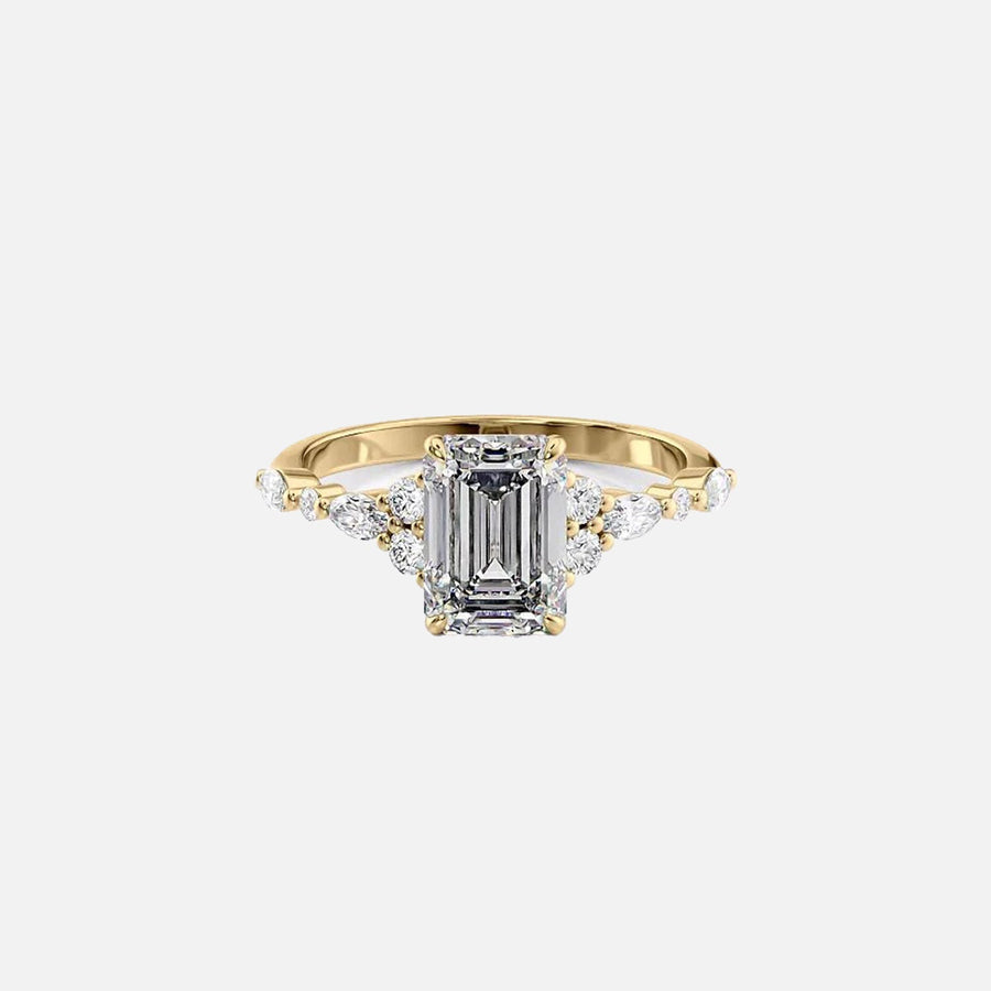  The Round Kristen Emerald Lab Diamond Ring 18k Yellow Gold 001
