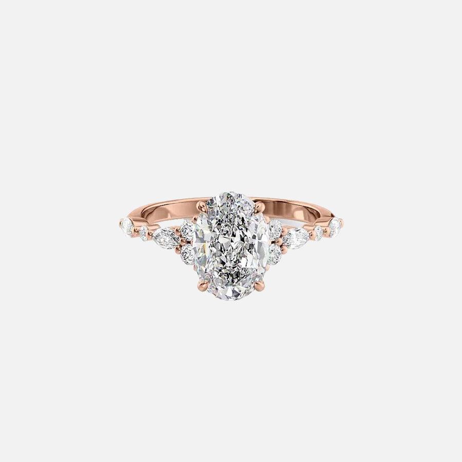  The Round Kristen Oval Lab Diamond Ring 14k Rose Gold 001
