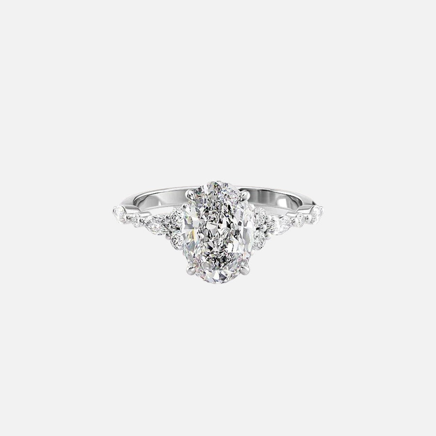  The Round Kristen Oval Lab Diamond Ring 18k White Gold 001