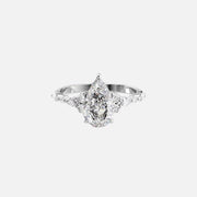  The Round Kristen Pear Lab Diamond Ring 18k White Gold 001