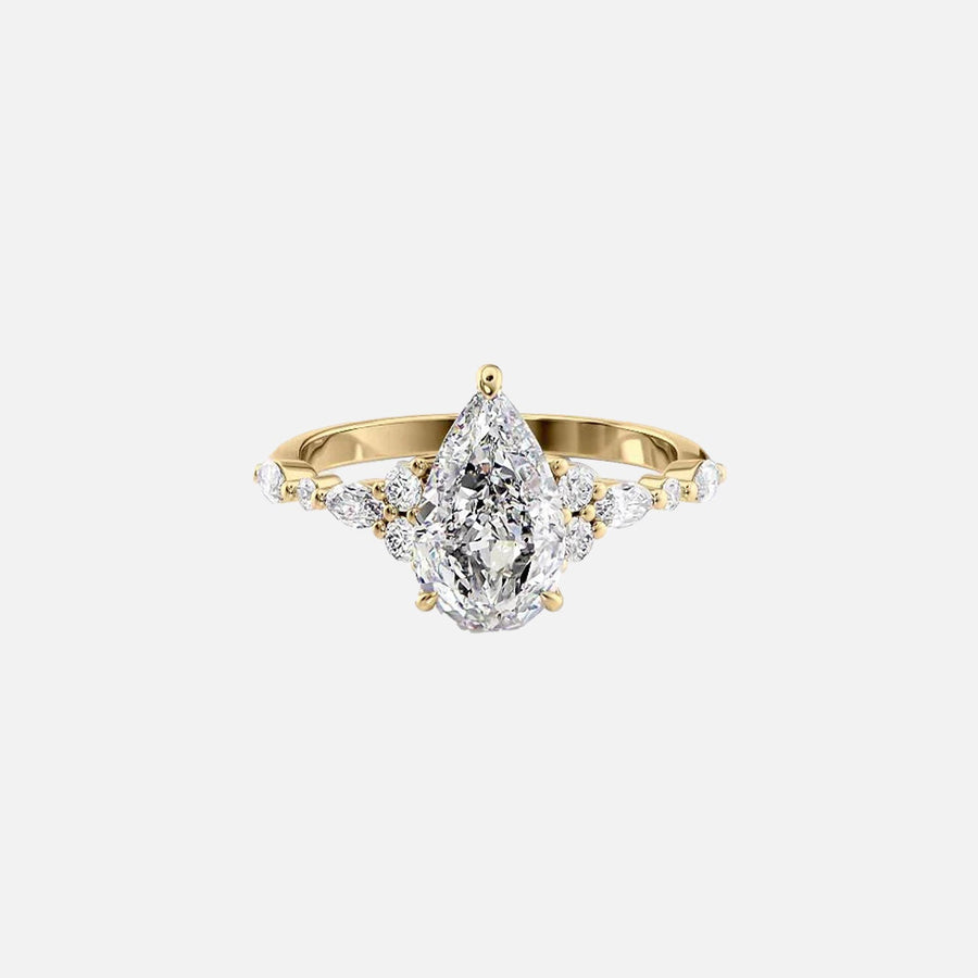  The Round Kristen Pear Lab Diamond Ring 18k Yellow Gold 001