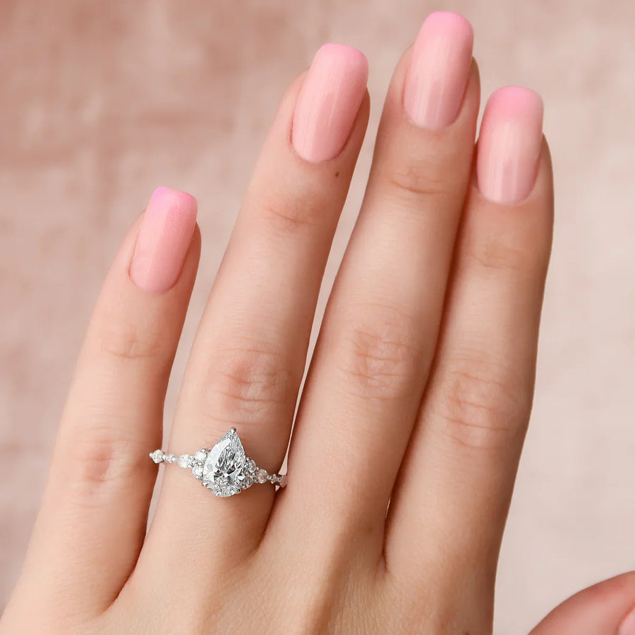  The Round Kristen Pear Moissanite Ring 18k White Gold 003 Final