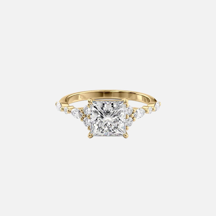 The Round Kristen Princess Lab Diamond Ring 14k Yellow Gold 001