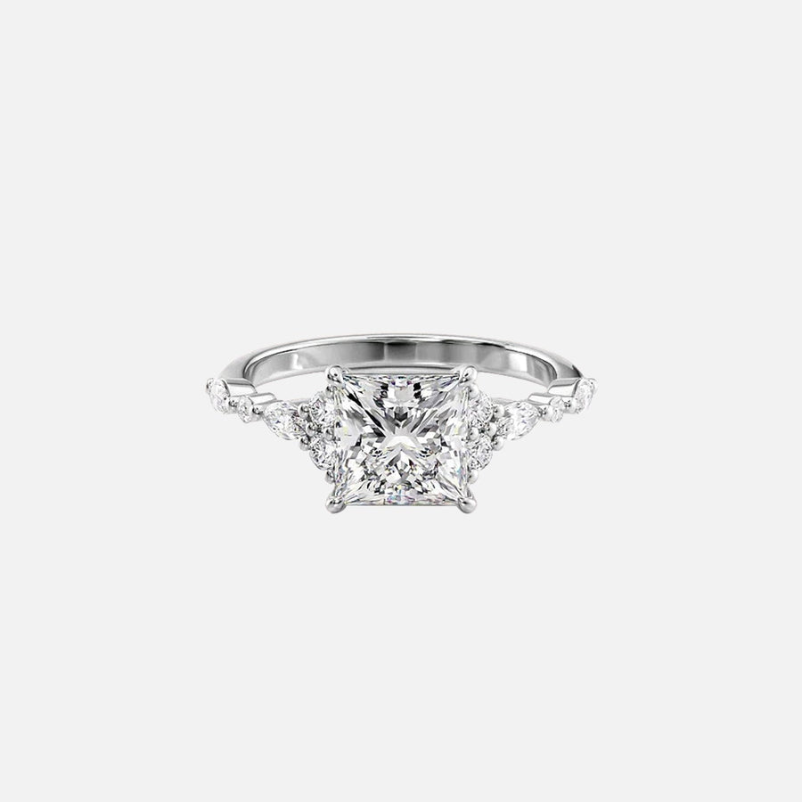  The Round Kristen Princess Lab Diamond Ring 18k White Gold 001